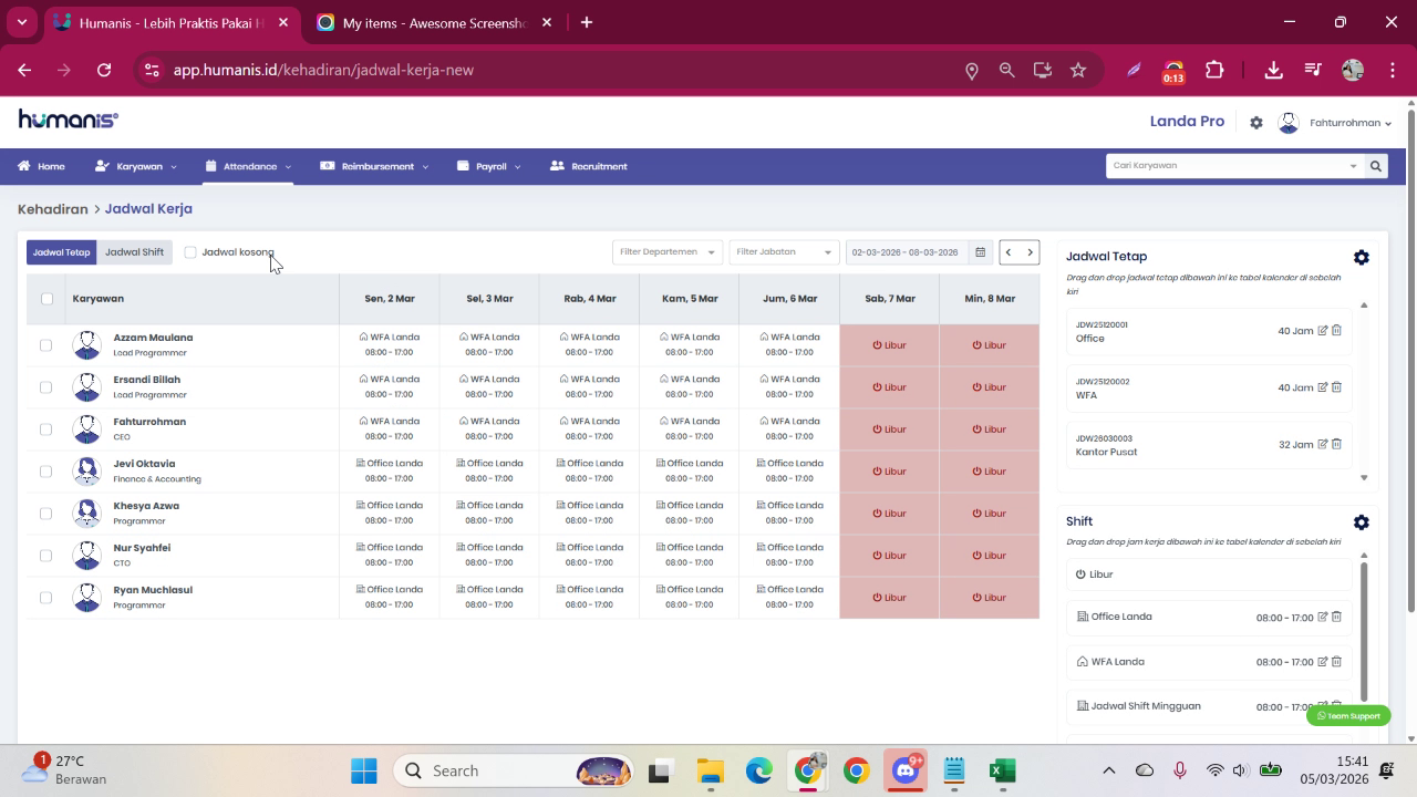Klik menu Attendance di aplikasi Humanis