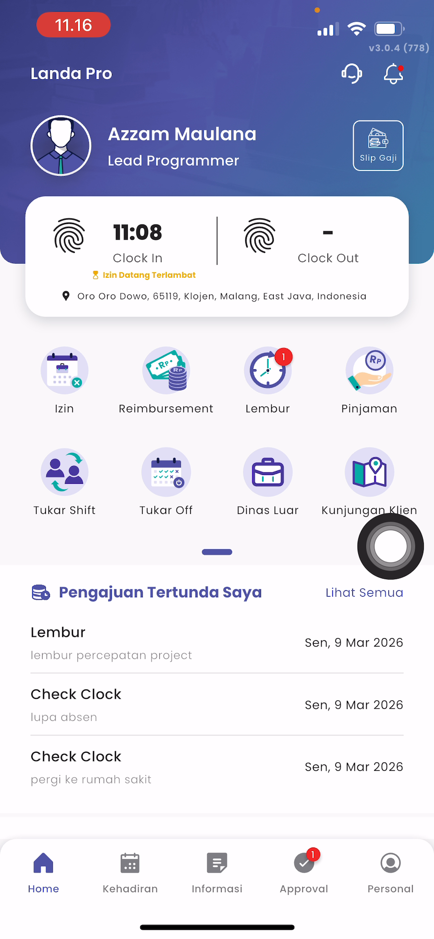 Menu Pengajuan Tertunda