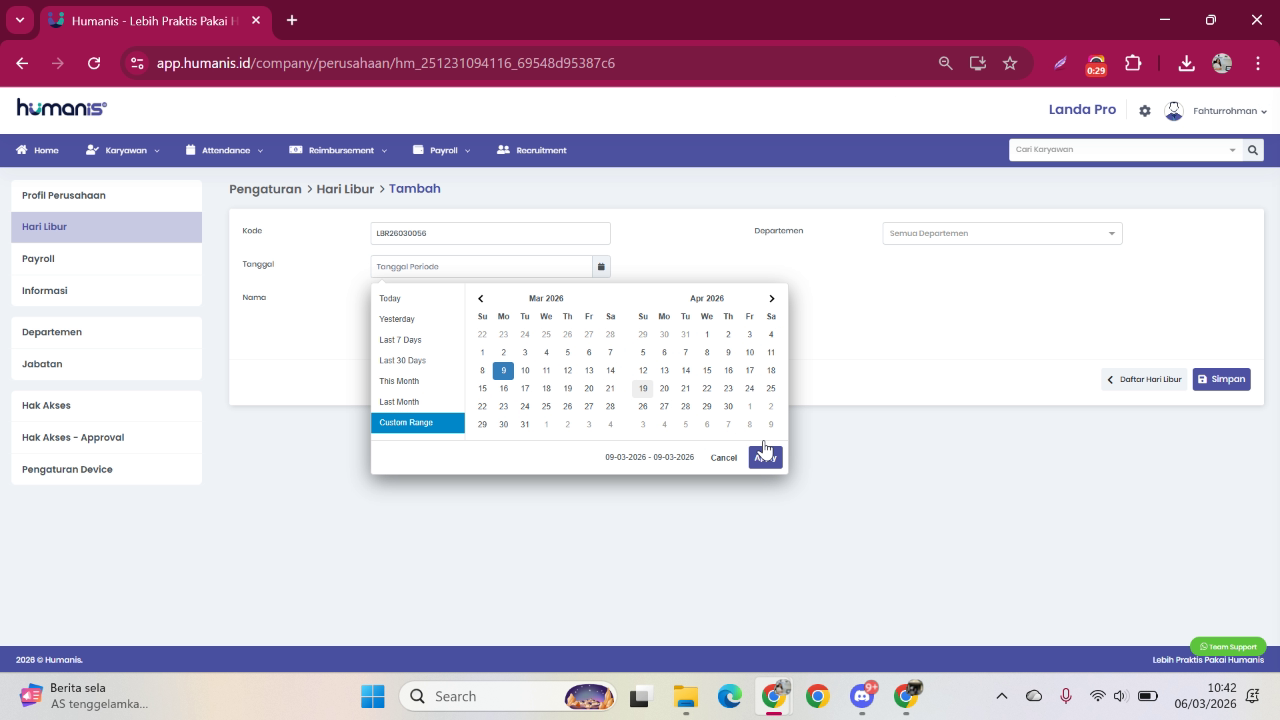 Input deskripsi lengkap untuk hari libur