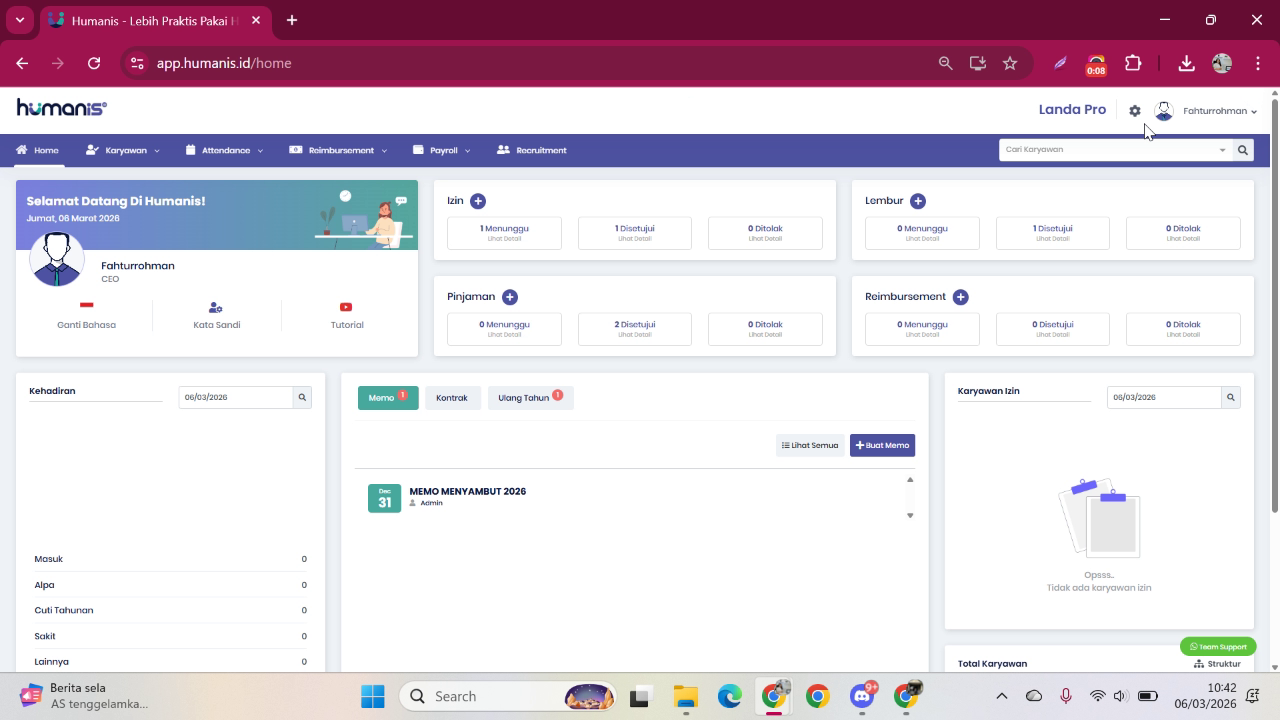 Pilih menu Pengaturan dari sidebar