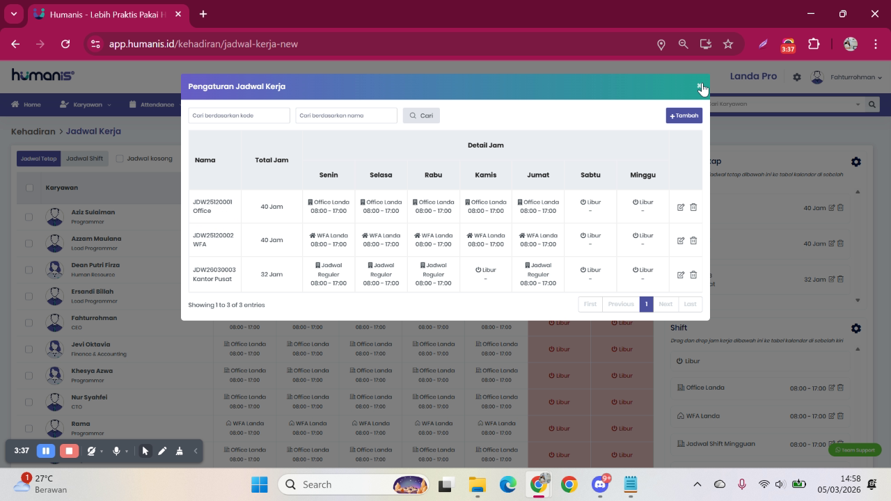 Pilih Karyawan untuk Jadwal