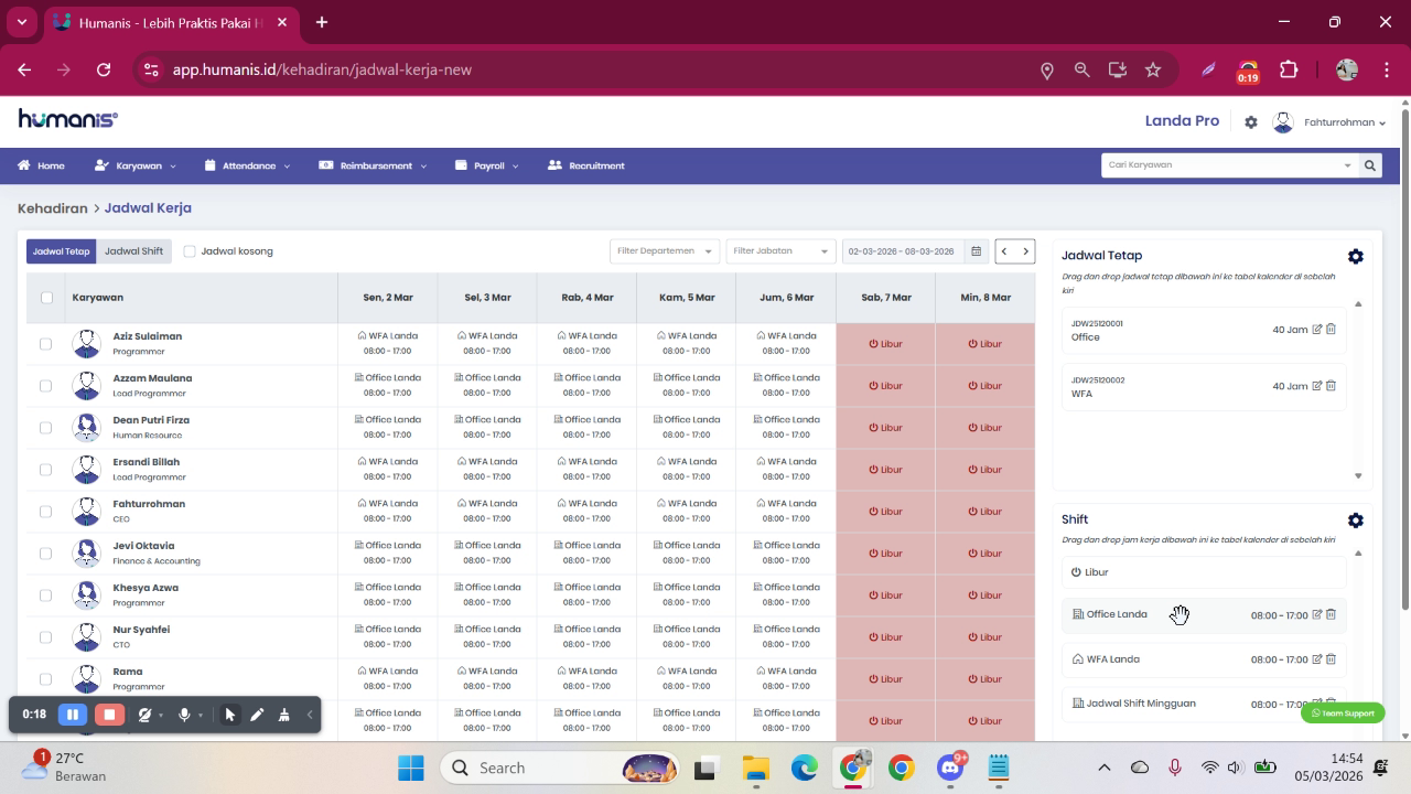 Halaman Pengaturan Master Jadwal