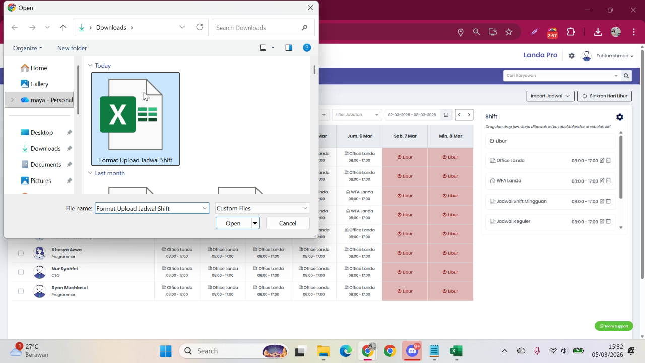 Klik Import Excel untuk unggah file