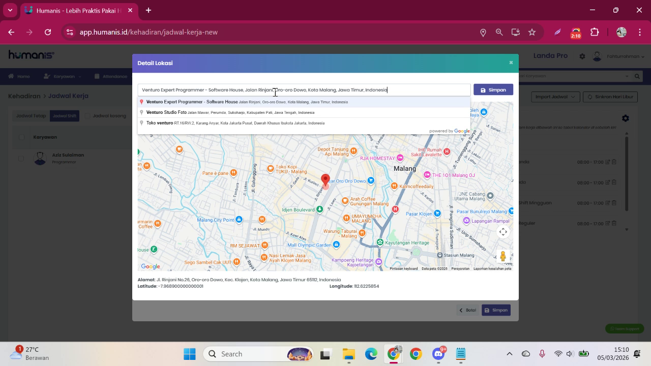 Input nama kantor di Google Maps