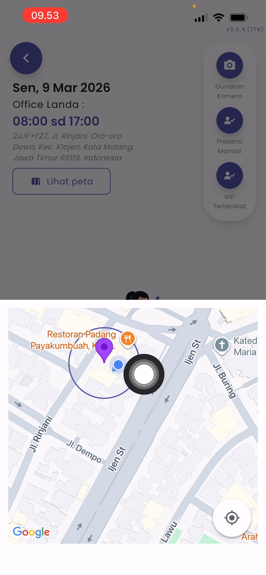 Lokasi Presensi di Peta