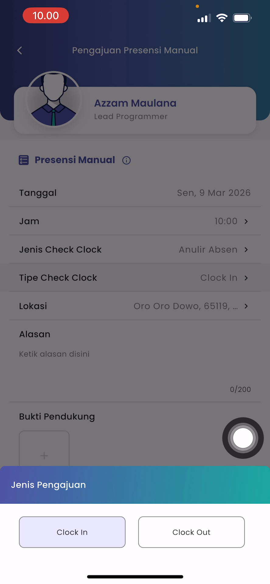 Tipe Check Clock