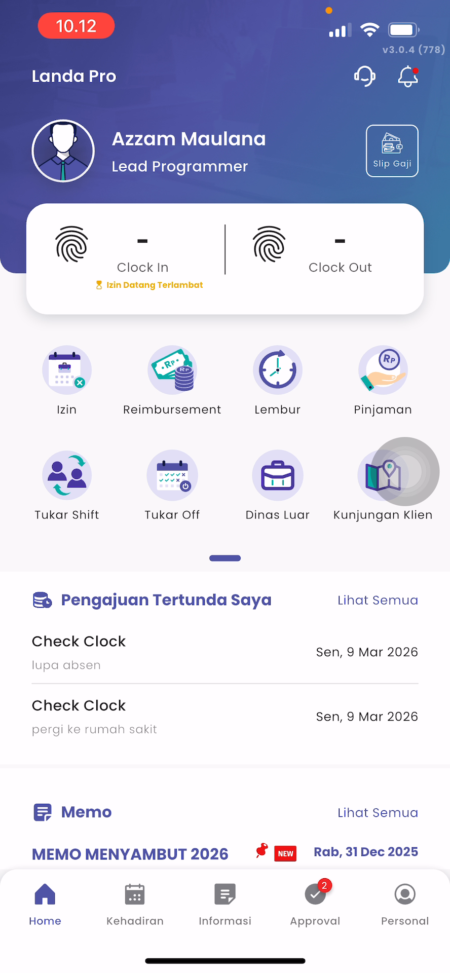 Menu Lembur
