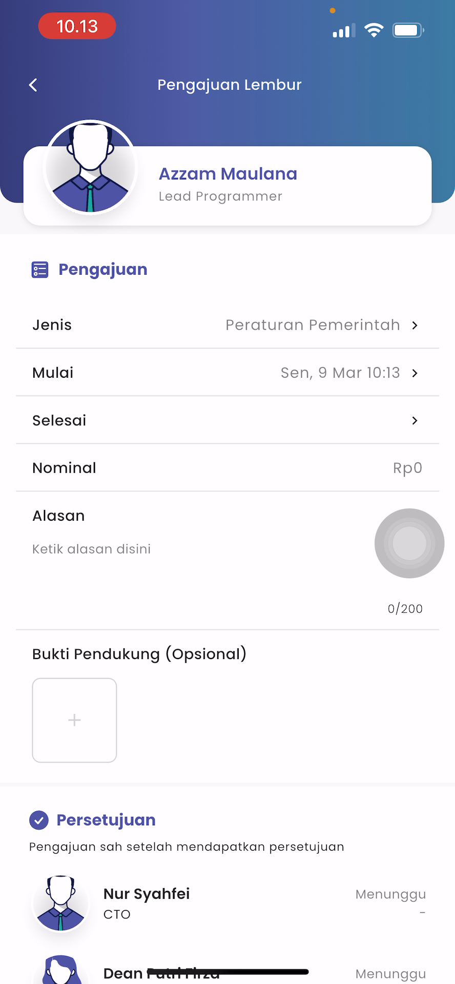 Jam Mulai Lembur