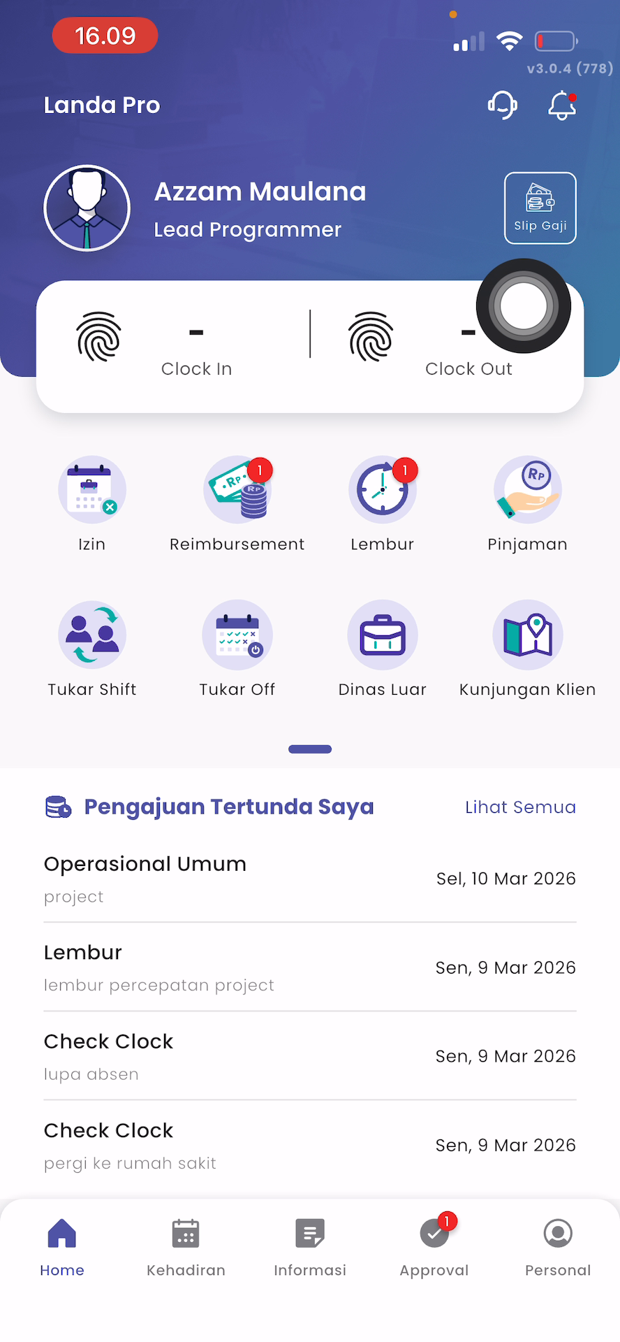 Menu Slip Gaji