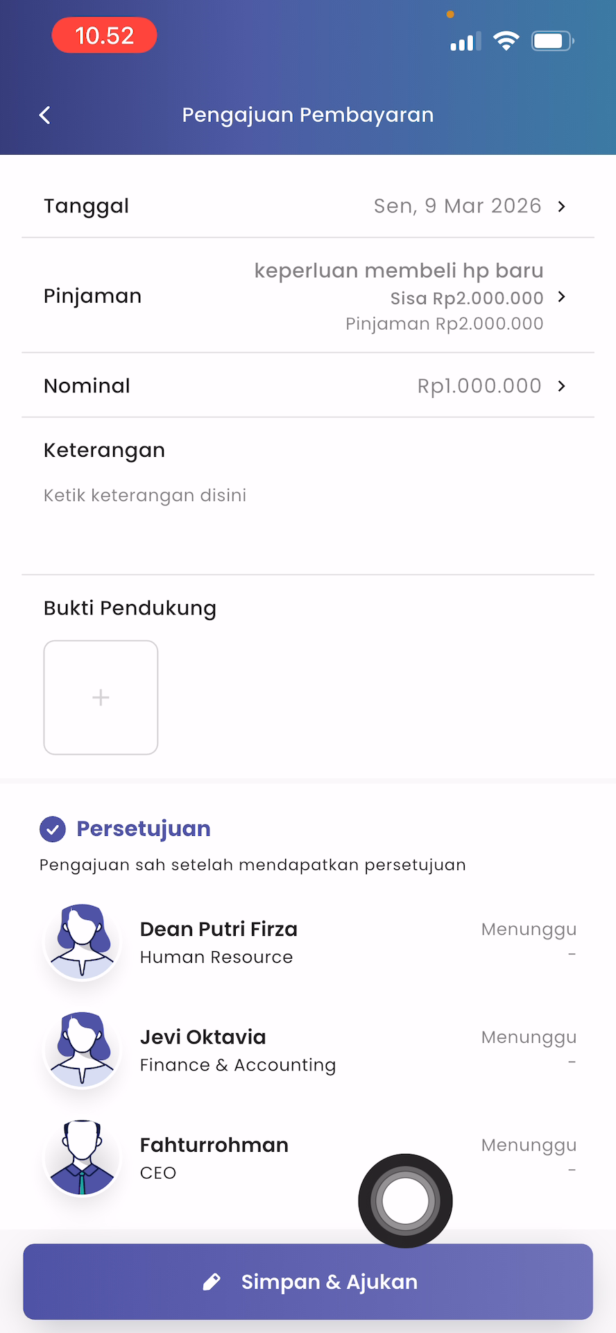Simpan dan Ajukan