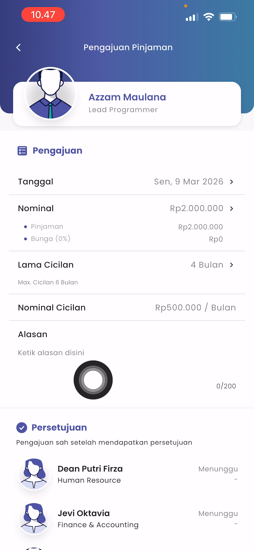 Kolom Alasan