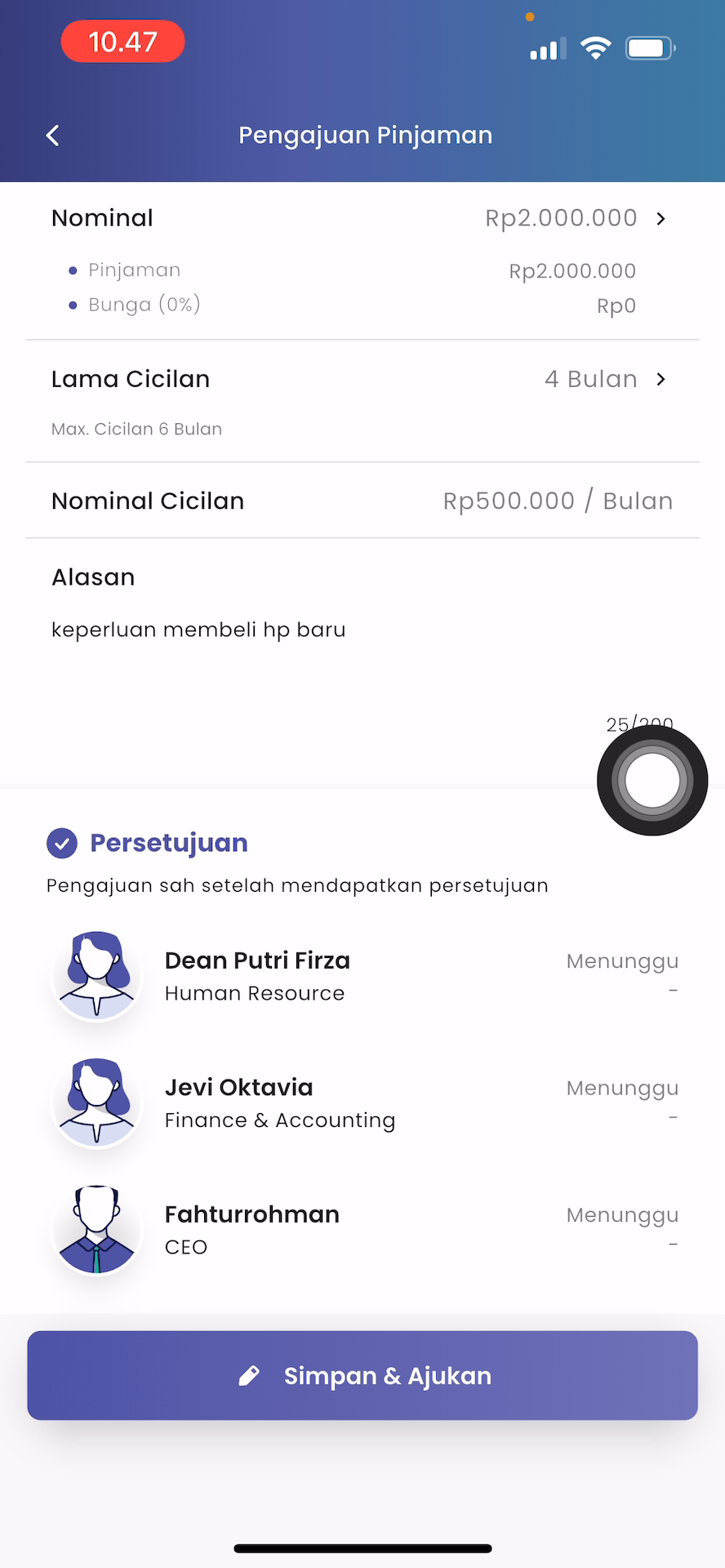 Simpan dan Ajukan