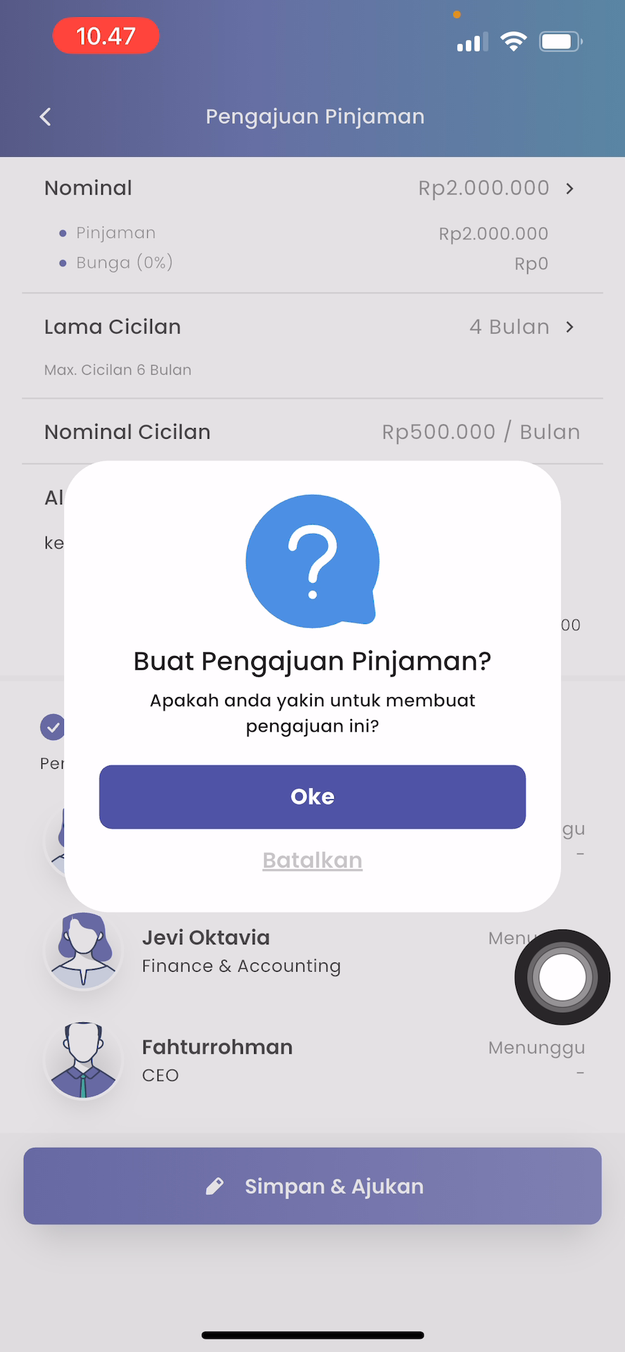Konfirmasi Pengajuan