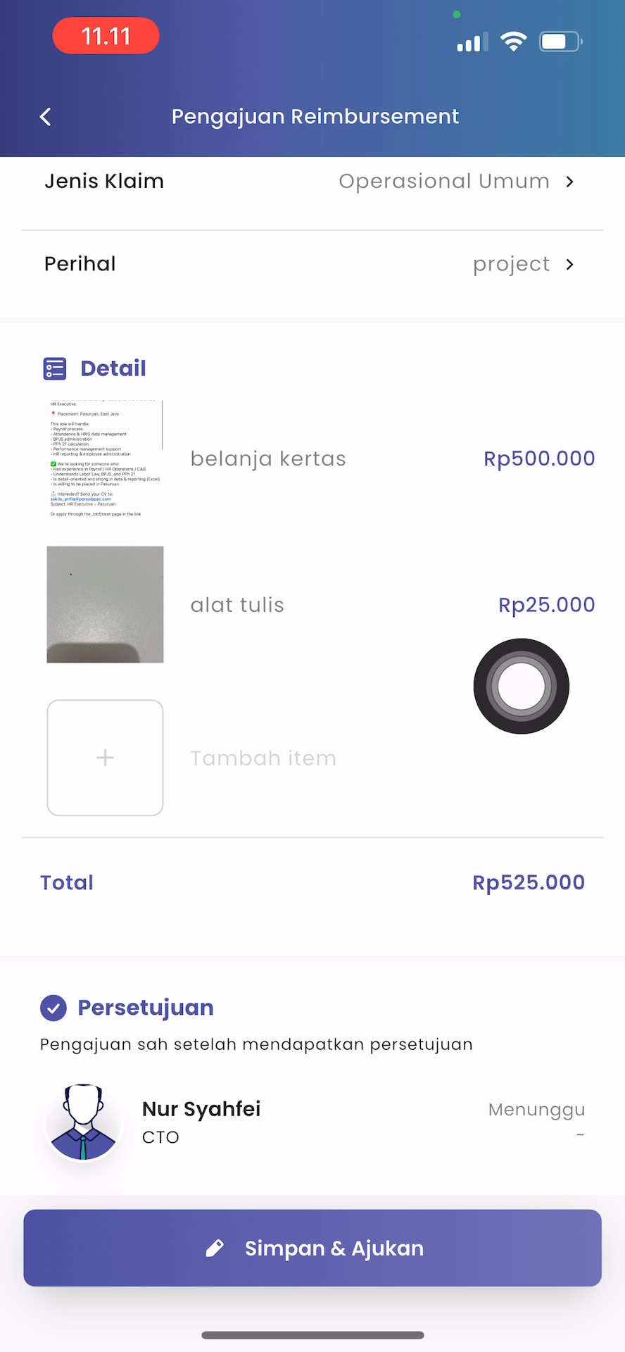 Ajukan Reimbursement